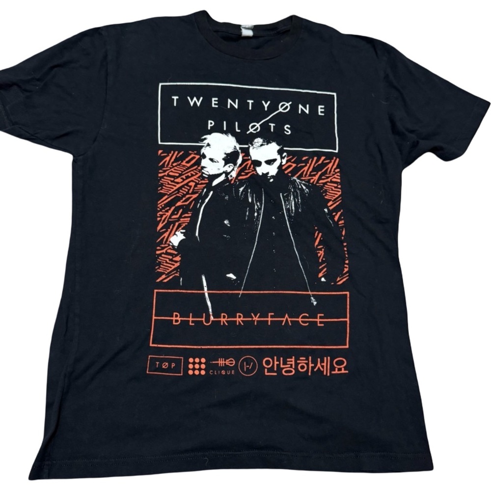 Twenty One Pilots BlurryFace Tour 2105 Black Graphic T-Shirt Size Medium